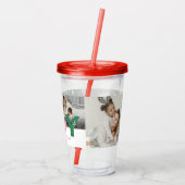 Minimalistisch Vet Vreugdescript 3 Fotocollage Vak Acryl Drinkbeker (Achterkant)