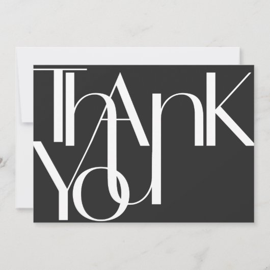Minimalistisch vet wit op zwarte bedankt kaart (Voorkant)