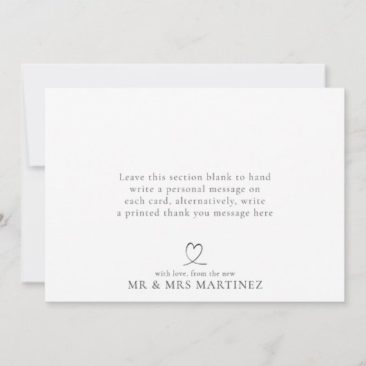 Minimalistisch vet wit op zwarte bedankt kaart (Achterkant)