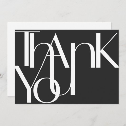 Minimalistisch vet wit op zwarte bedankt kaart (Voorkant / Achterkant)