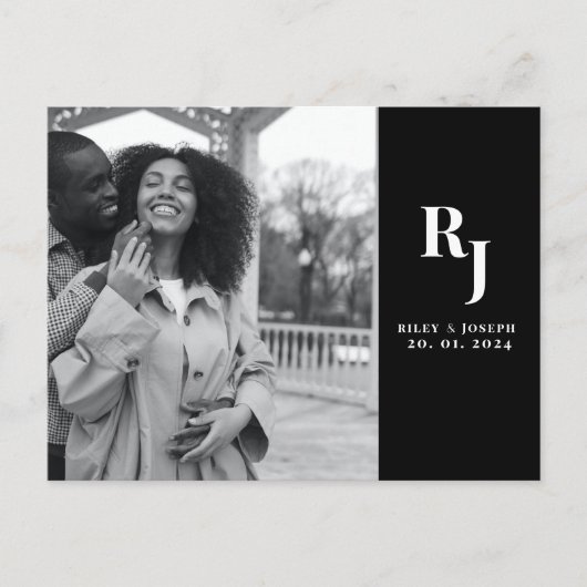 Minimalistisch vet zwart en wit sparen de datum briefkaart (Voorkant)