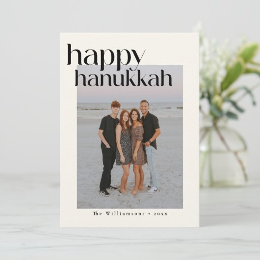 Minimalistisch Vet Zwart Modern Chanoeka Custom Fo Feestdagenkaart (Staand voorkant)