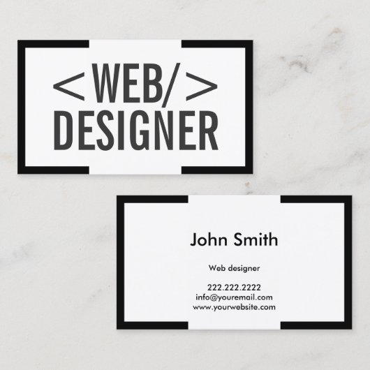 Minimalistisch vet zwart rand webontwerp visitekaartje (Voorkant / Achterkant)