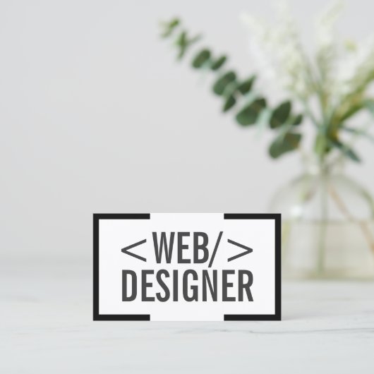 Minimalistisch vet zwart rand webontwerp visitekaartje (Staand voorkant)