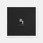 Minimalistisch vet zwart-wit bruiloft servet (Voorkant)