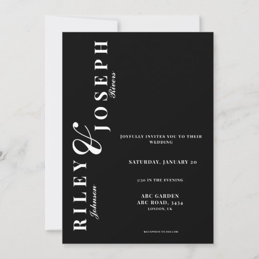 Minimalistisch vet zwart-wit modern kaart (Voorkant)