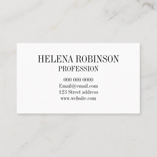 Minimalistisch vet zwart-wit visitekaartje (Achterkant)