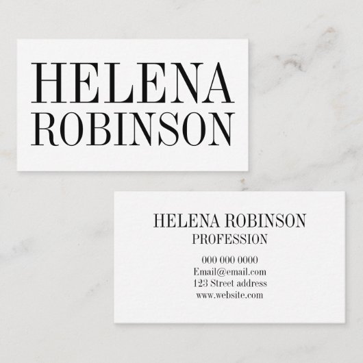 Minimalistisch vet zwart-wit visitekaartje (Voorkant / Achterkant)