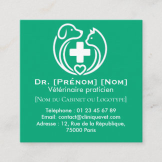 Minimalistisch Veterinair Logo Professioneel Vierkante Visitekaartje