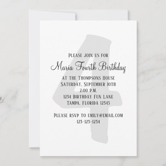 Minimalistisch Vierde verjaardag Genderneutralitei Kaart (Voorkant)