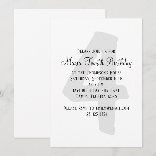 Minimalistisch Vierde verjaardag Genderneutralitei Kaart (Voorkant / Achterkant)