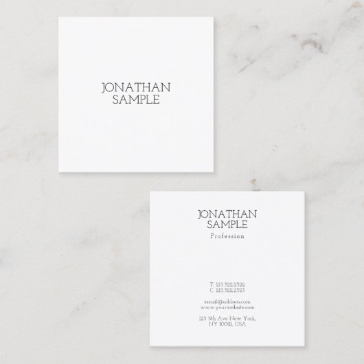Minimalistisch vierkant design Moderne luxe verbij Vierkante Visitekaartje (Voorkant / Achterkant)