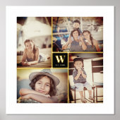 Minimalistisch vierkant familiemonogram 4 Foto col Folie Afdrukken (Voorkant)