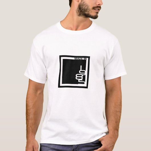 Minimalistisch vierkant gemaakt in 1985 t-shirt (Voorkant)