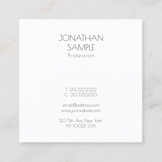 Minimalistisch vierkant, modern, luxe artistiek vl vierkante visitekaartje (Achterkant)