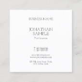 Minimalistisch vierkant ontwerp Moderne legante pl Vierkante Visitekaartje (Achterkant)
