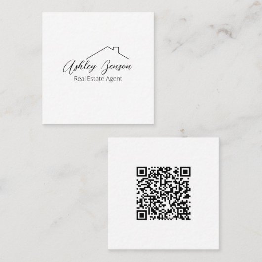 minimalistisch | Vierkant | QR-code Vierkante Visitekaartje (Voorkant / Achterkant)