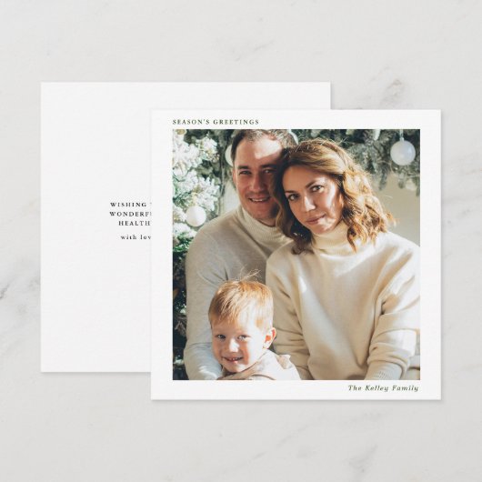 Minimalistisch vierkant Single Photo Persoonlijk Feestdagenkaart (Voorkant / Achterkant)