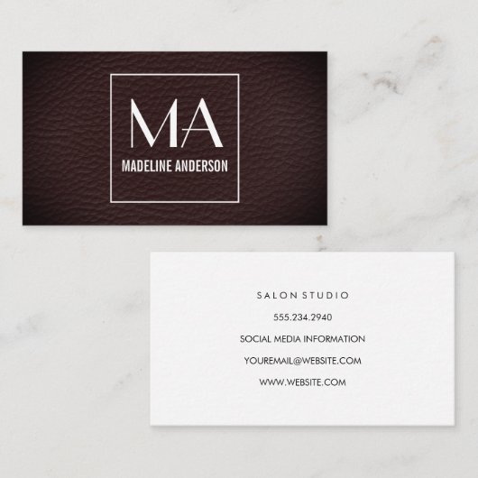 Minimalistisch vignet textuur print monogram visitekaartje (Voorkant / Achterkant)