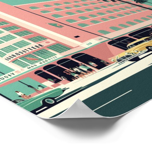 Minimalistisch viinkposter van South Beach Florida Poster (Hoek)