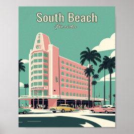 Minimalistisch viinkposter van South Beach Florida Poster