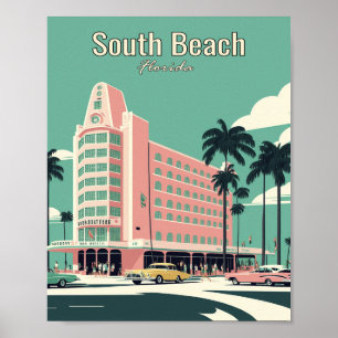 Minimalistisch viinkposter van South Beach Florida Poster
