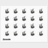 Minimalistisch Vikingschip - Inktpenseelstreek Kun Ronde Sticker (Vel)