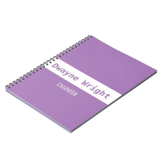 Minimalistisch viool paars en wit notitieboek (Linkerzijde)