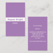 Minimalistisch viool paars en wit visitekaartje (Voorkant / Achterkant)