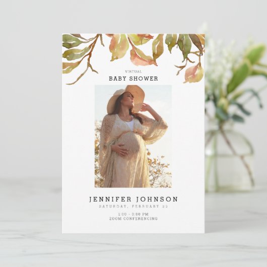 Minimalistisch virtueel Baby shower voor Herfst-op Kaart (Staand voorkant)
