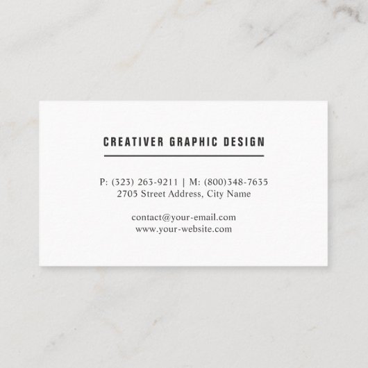 minimalistisch visitekaartje (Achterkant)