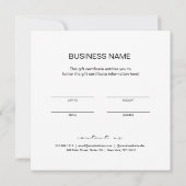 Minimalistisch Visitekaartje Cadeaucertificaat (Achterkant)