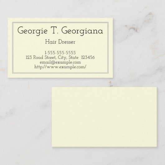 Minimalistisch Visitekaartje en Plain Hair Dresser (Voorkant / Achterkant)
