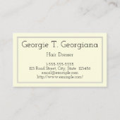 Minimalistisch Visitekaartje en Plain Hair Dresser (Voorkant)