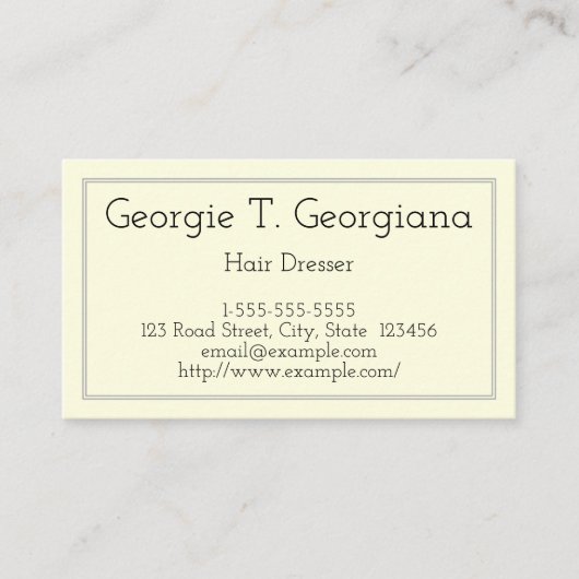 Minimalistisch Visitekaartje en Plain Hair Dresser (Voorkant)