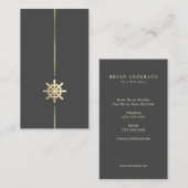 Minimalistisch Visitekaartje Gold Ships Wheel Logo (Voorkant / Achterkant)