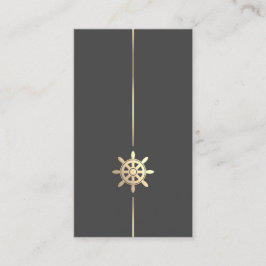 Minimalistisch Visitekaartje Gold Ships Wheel Logo