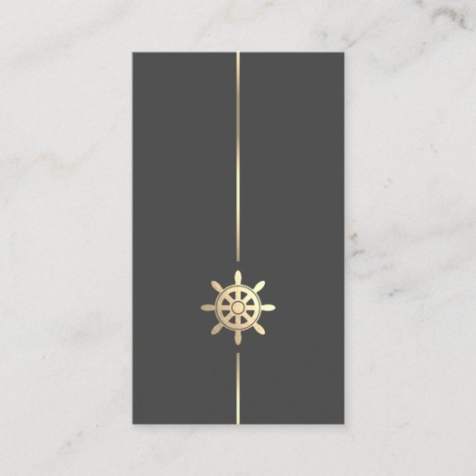 Minimalistisch Visitekaartje Gold Ships Wheel Logo (Voorkant)