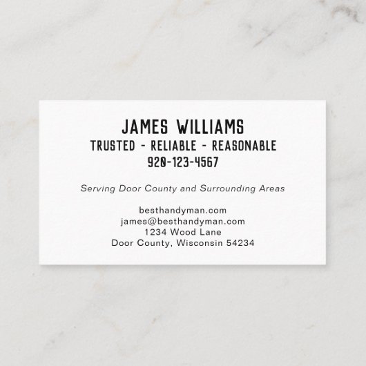 Minimalistisch Visitekaartje handymantools (Achterkant)