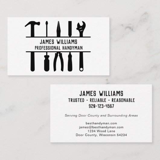 Minimalistisch Visitekaartje handymantools (Voorkant / Achterkant)
