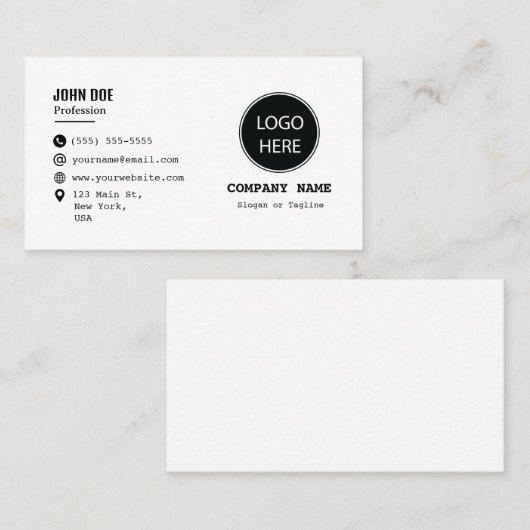 Minimalistisch Visitekaartje met aangepaste Logo (Voorkant / Achterkant)