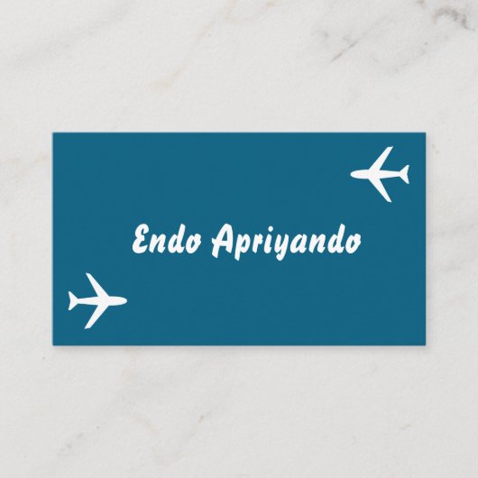 Minimalistisch Visitekaartje met reisthema – blauw (Voorkant)