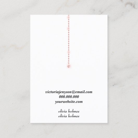 Minimalistisch visitekaartje met witte diamantjuwe (Achterkant)