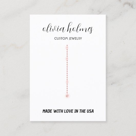 Minimalistisch visitekaartje met witte diamantjuwe (Voorkant)