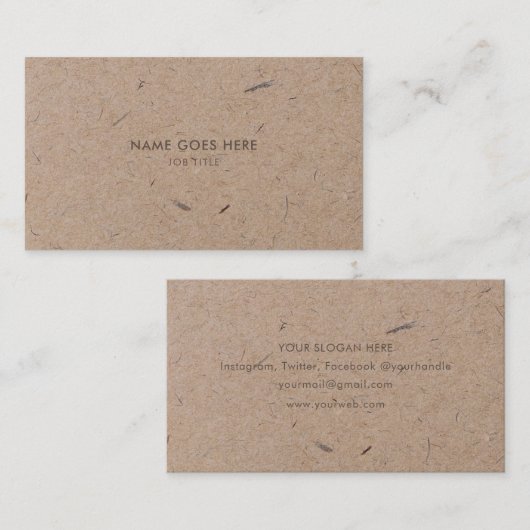 Minimalistisch Visitekaartje modern resterend kraf (Voorkant / Achterkant)