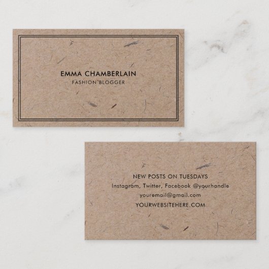 Minimalistisch Visitekaartje modern resterend kraf (Voorkant / Achterkant)