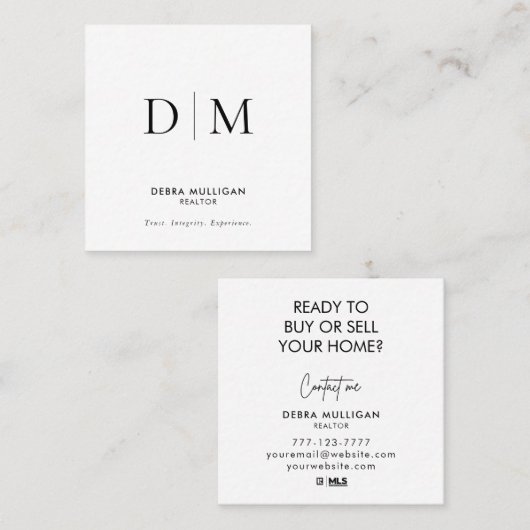 Minimalistisch Visitekaartje op de Realtor Square (Voorkant / Achterkant)