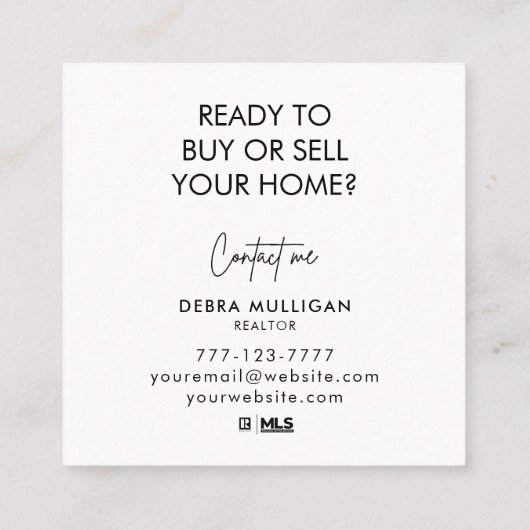 Minimalistisch Visitekaartje op de Realtor Square (Achterkant)