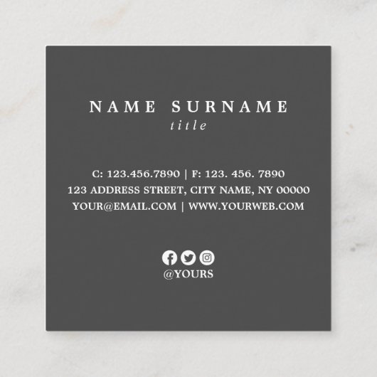 Minimalistisch Visitekaartje op het kansenplein Tr (Achterkant)