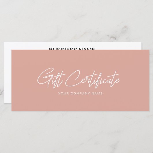 Minimalistisch Visitekaartje roze cadeaubon (Voorkant / Achterkant)